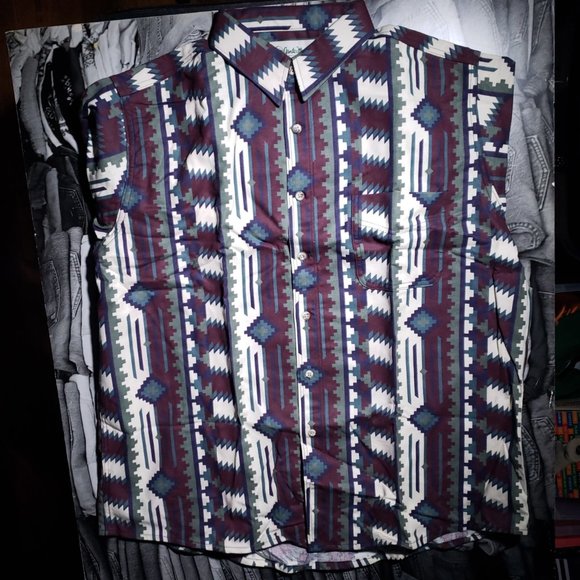 Vintage Wrangler Aztec Button Shirt XL DEADSTOCK - Picture 8 of 12
